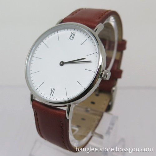 New Style Leather Strap Stainless Steel Wrist Watch